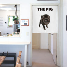 画像をギャラリービューアに読み込む, のれん THE PIG ブタ(黒1 90cm丈)