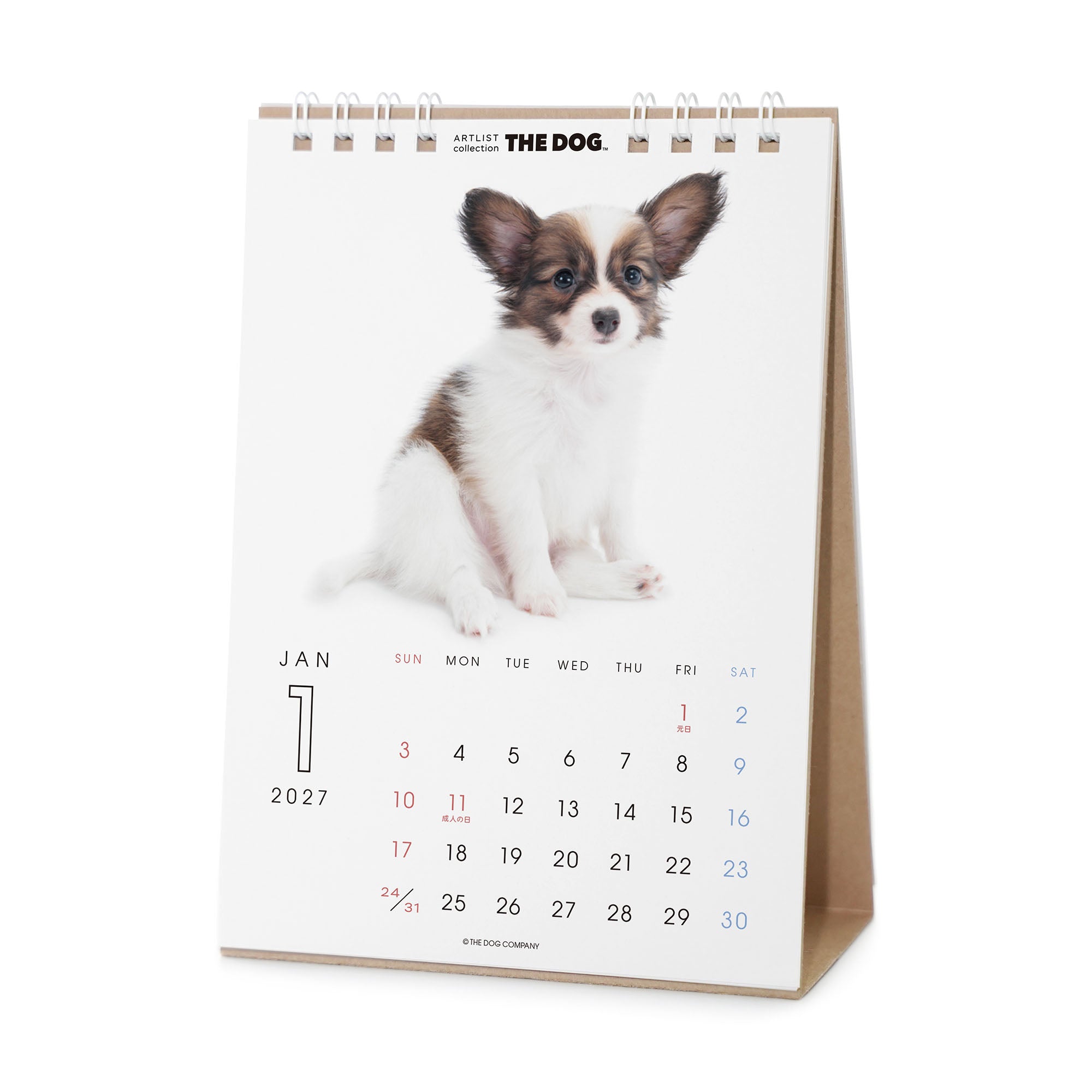 THE DOG 2027年 令和9年カレンダー 卓上サイズ（パピヨン） シール付き