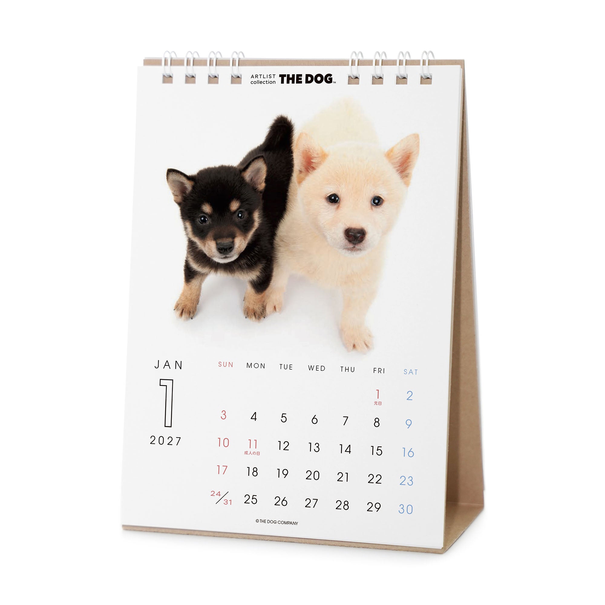 THE DOG 2027年 令和9年カレンダー 卓上サイズ（柴） シール付き 六曜